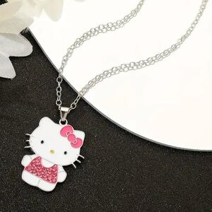 NEW SANRIO HELLO KITTY Rhinestone Enamel Charm Necklace